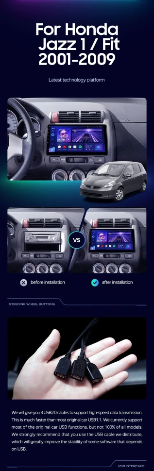 Штатная магнитола Teyes CC3 2K 6/128 Honda Jazz 1 (2001-2009)