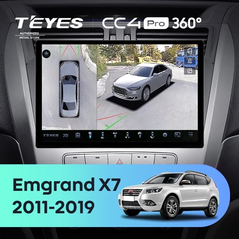 Штатная магнитола Teyes CC4 Pro 360 12/256 Geely Emgrand X7 1 GX7 EX7 (2011-2019) (11")