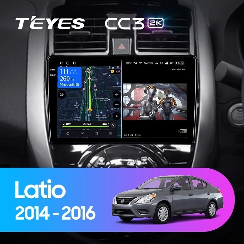 Штатная магнитола Teyes CC3 2K 4/32 Nissan Latio N17 (2014-2016) Правый руль