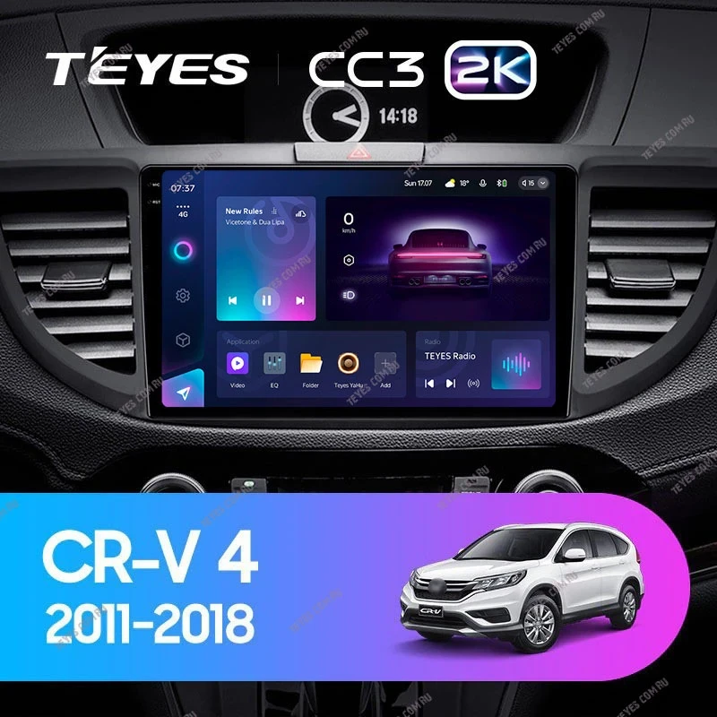 Штатная магнитола Teyes CC3 2K 4/32 Honda CR-V 4 RM RE (2011-2018) 9" Тип-A
