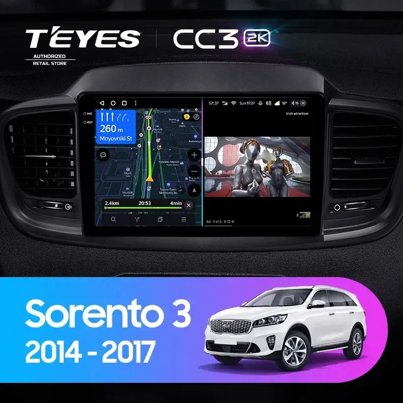 Штатная магнитола Teyes CC3 2K 6/128 Kia Sorento 3 Prime (2014-2017) Тип-B