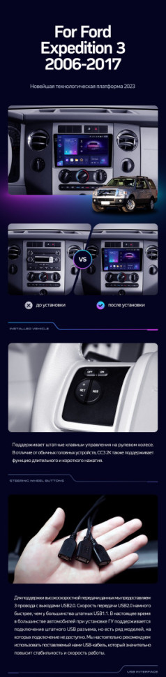 Штатная магнитола Teyes CC3 2K 4/32 Ford Expedition 3 U3242 U3542 U324 U354 (2006-2017)