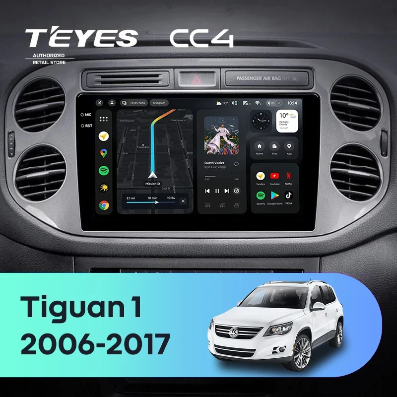 Штатная магнитола Teyes CC4 6/64 Volkswagen Tiguan 1 NF (2006-2017) F1
