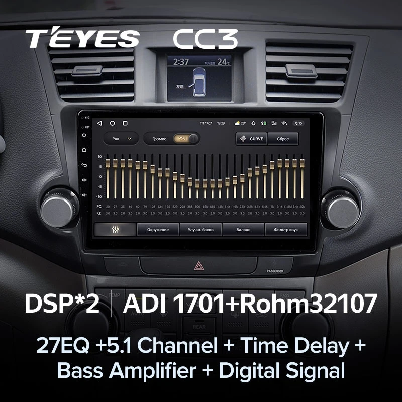 Штатная магнитола Teyes CC3 4/32 Toyota Highlander 2 XU40 (2007-2013) F1 10"