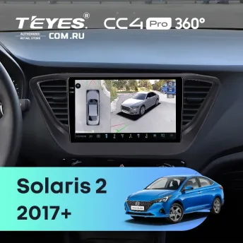 Штатная магнитола Teyes CC4 Pro 360 12/256 Hyundai Solaris 2 (2017-2020) F2 (черный матовый) Тип-B