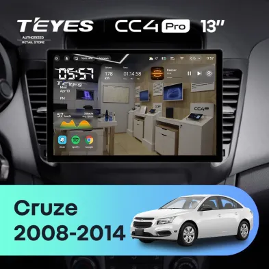 Штатная магнитола Teyes CC4 Pro 12/256 Chevrolet Cruze J300 (2008-2014) (13")