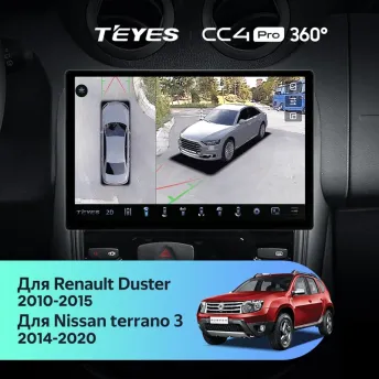 Штатная магнитола Teyes CC4 Pro 360 12/256 Renault Duster 1 (2010-2015) (13")
