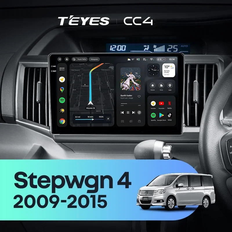 Штатная магнитола Teyes CC4 8/128 Honda Stepwgn 4 (2009-2015) Правый руль