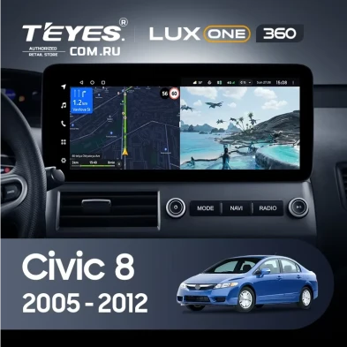 Штатная магнитола Teyes LUX ONE 360 6/128 Honda Civic 8 FK FN FD (2005-2012)