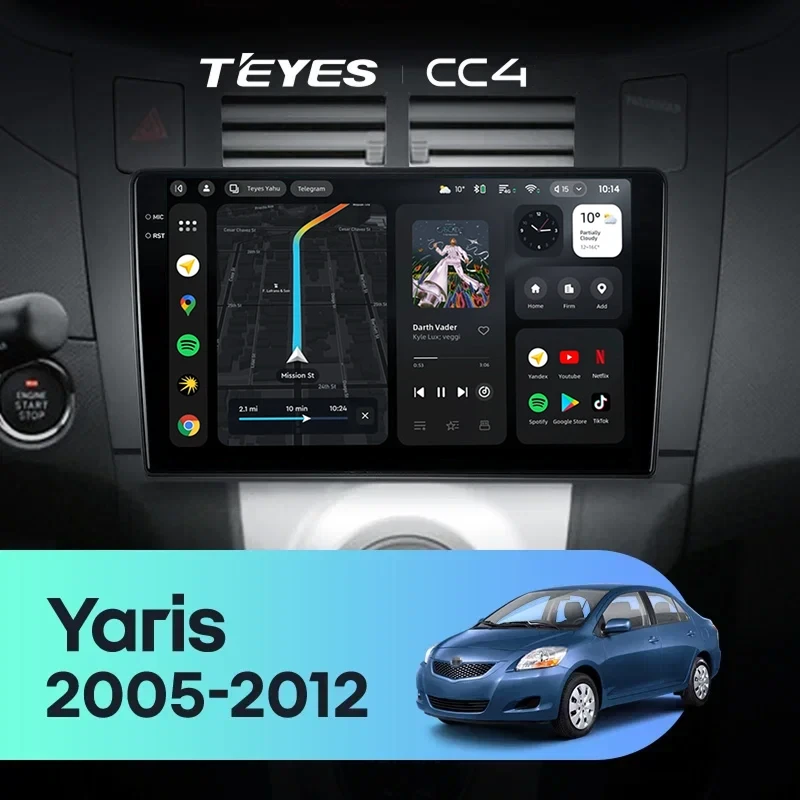 Штатная магнитола Teyes CC4 8/128 Toyota Yaris 2 XP90 (2005-2012) F2