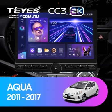 Штатная магнитола Teyes CC3 2K 6/128 Toyota Aqua (2011-2017) Правый руль (13" с кнопками)